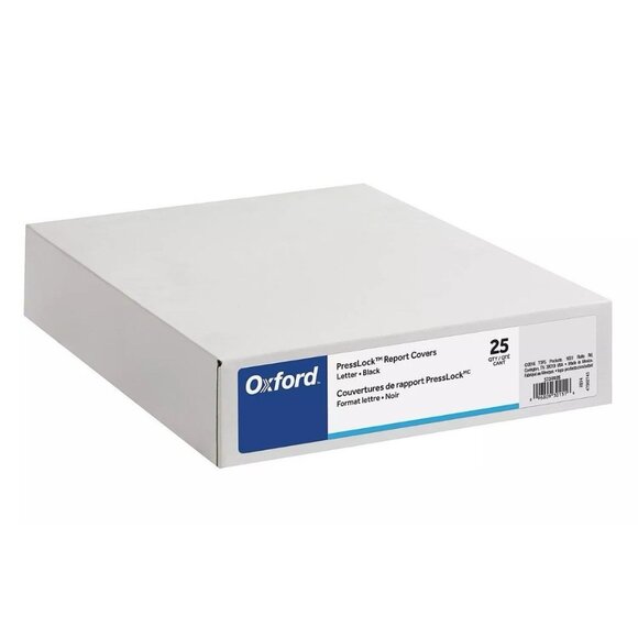 Oxford Paper Report Cover Large 2 Prong Fastener Letter 3" Capacity Black 25/Box - Picture 2 of 5